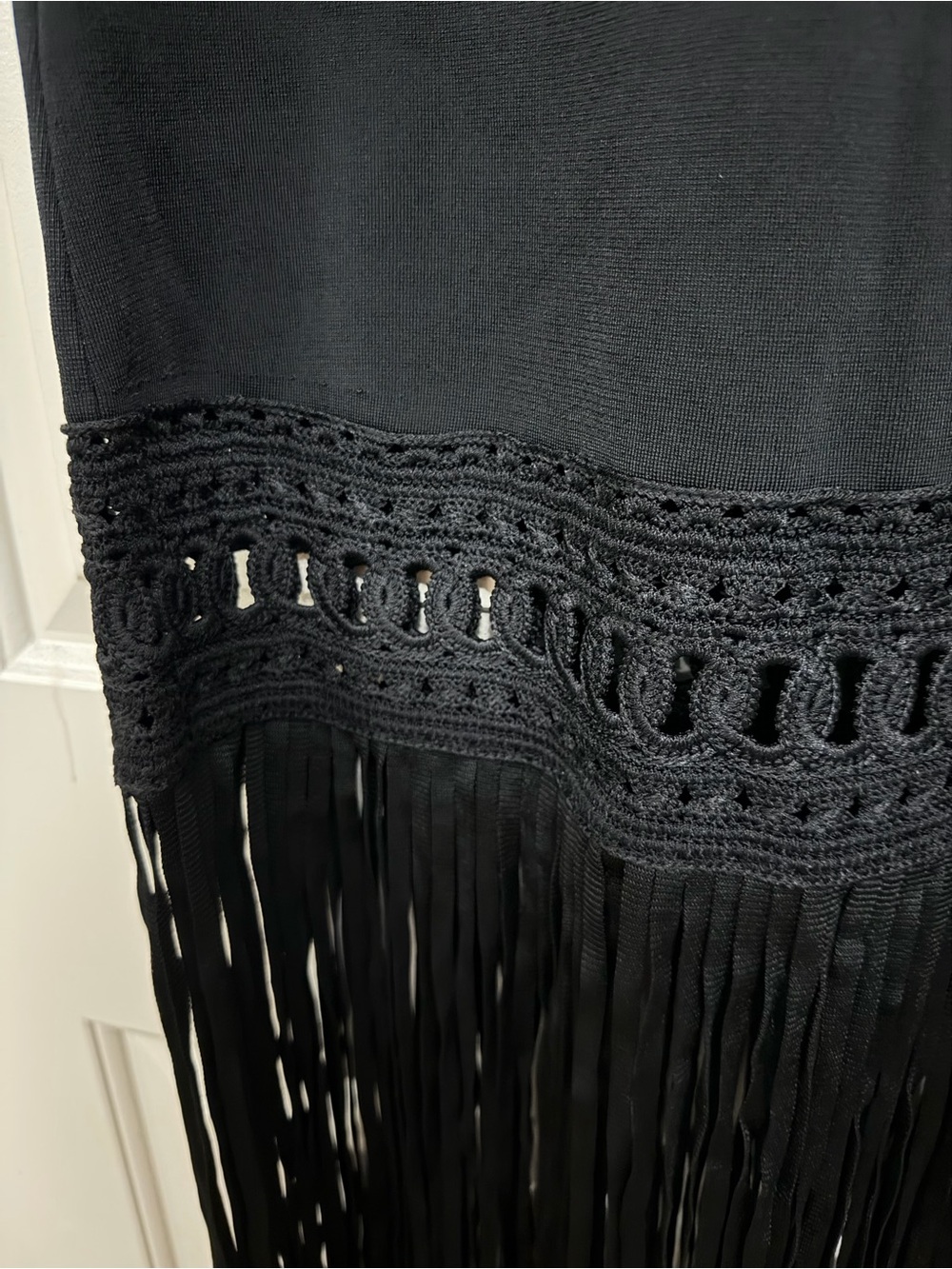Sandro Black Sleeveless Crochet-Trim Mini Dress - Picture 4 of 9